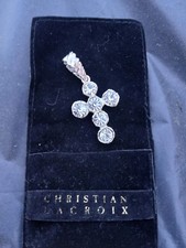 pendentif argenté croix strass Christian LACROIX