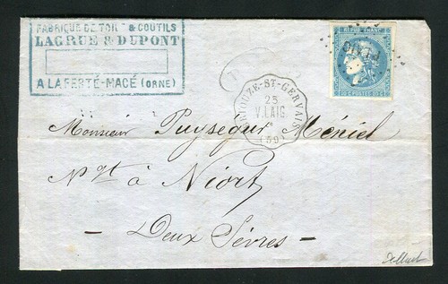 Rare lettre ferté macé - de,