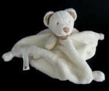 A. DOUDOU PLAT NICOTOY OURS ECRU BLANC BANDANA FOULARD MARRON CLAIR - ETAT NEUF*