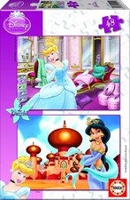 EDUCA, 2 Puzzles 48 Pièces Princesse DISNEY - Cendrillon et Jasmine, EDU15292