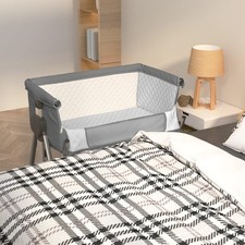 Lit pour Bébé avec Matelas Berceau Lit d'Enfant Taupe Tissu de Lin vidaXL