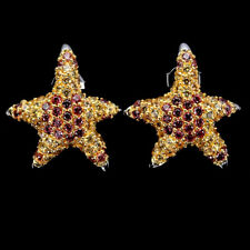 925 Argent Sterling Boucles Rond Saphir Diamant Coupe Gemmes Naturelles Jewelry