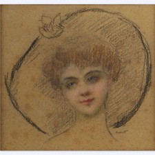 FORTUNEY Louis (1875-1951) "Portrait"  Fusain/Papier signé