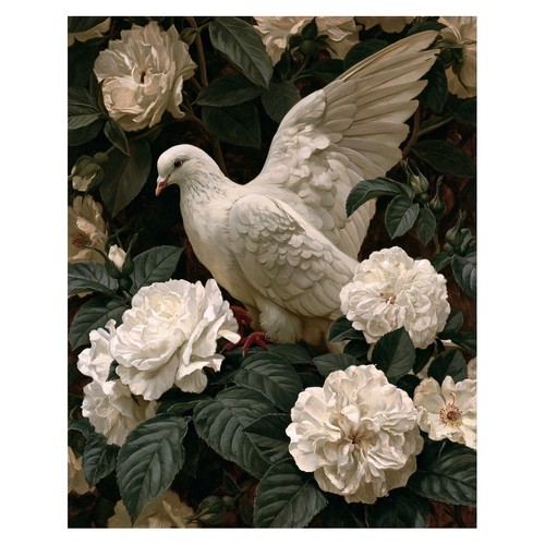 Affiche fleur colombe - de,