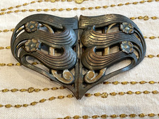 Boucle de ceinture Art nouveau Cuivre Laiton repoussé Belle époque Design XIXe