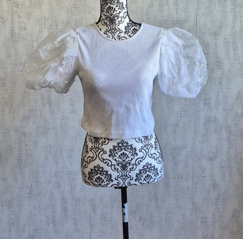 Zara shirt top blanc manches - top,