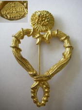 63X40mm /BROCHE doré en forme de coeur torrente paris 17gr  N°18