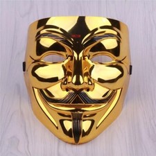 Masque Anonymous doré Film V pour Vendetta Guy Fawkes Cosplay déguisement 