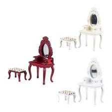 12ème maison de poupée antique coiffeuse avec tabouret meubles scène de vie