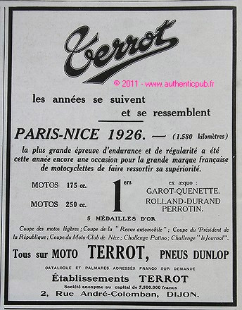 Publicite moto terrot - moto, paris