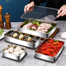 Boîte de rangement en acier inoxydable avec couvercle en plastique pour organis