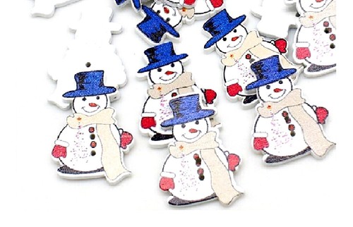 Lot boutons bois bonhomme - 6, :