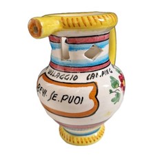 Petit Pichet Trompeur A Secret Céramique Souvenir 1970 Camping Rubicone Italie