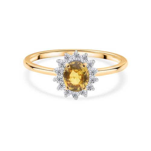 Bague halo saphir - , jaune