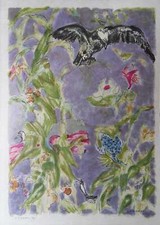 Jules CAVAILLES : La grenouille, rat et corbeau, Lithographie originale signée