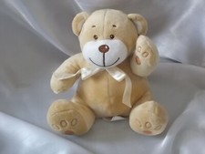 Doudou ours assis, beige, noeud, petit Kimbaloo, La Halle
