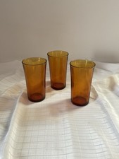 Lot 3 Verres à Eau Vintage Duralex Couleur Ambré