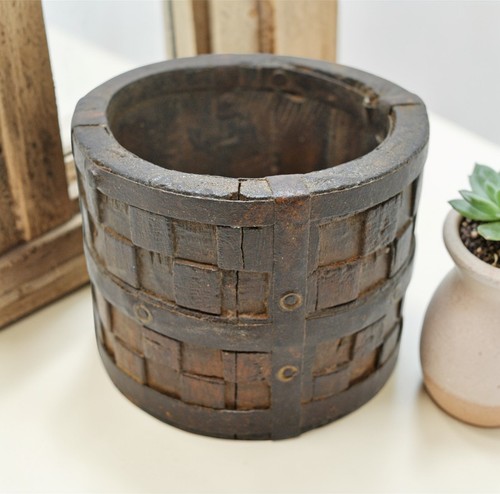 Pot fleur bois vintage - fleur,