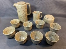 Service à café grès vernissée poterie dlg Gustave Tiffoche vintage design 20ème