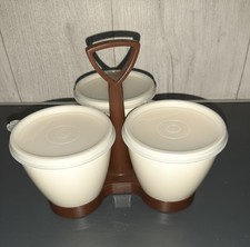 anciennes boîtes Tupperware plastique vintage Trio Boite Condiments Avec Support