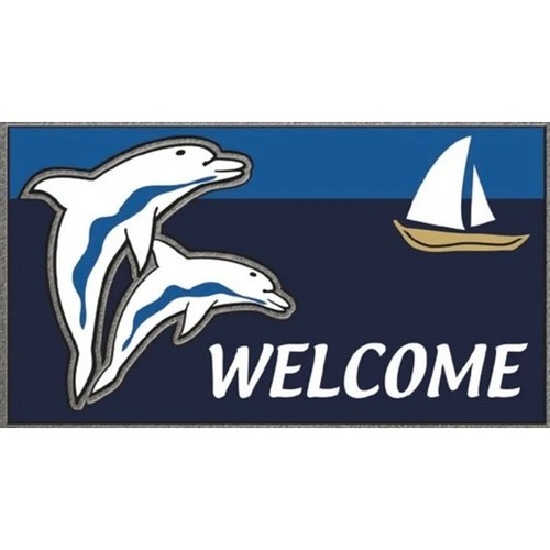 Welcome dolphin doormat mat - welcome,