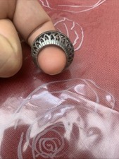 ANCIENNE BELLE BAGUE FEMME FORME ORIGINALE COEURS ARGENT MASSIF TAILLE 52
