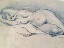 Très Beau Dessin Ancien Nu