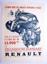 Publicité RENAULT CELTAQUATRE  1936's    38 x 28 cm