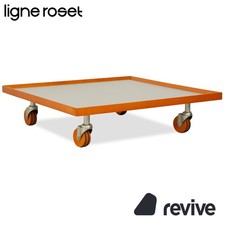 Ligne Roset Table Basse Parallèle En Bois Aluminium Blanche Avec Roulettes