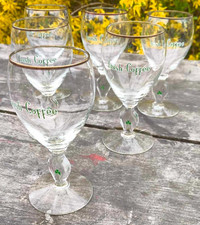 6 verres à pieds Irish Coffee décor trèfle Durobor Belgique boîte d'origine