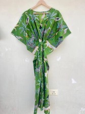 Robe Maxi Kaftan En Coton Vert