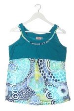 COTON DU MONDE Haut basique Dames Top T EU 42 blanc-bleu cadet-jaune citron vert