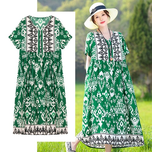 Robe midi bohème - bohème, manches
