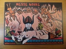 CARTE POSTALE EROTIQUE/SEXY/FEMME NUE/ SEINS PUBIS/ MESSE NOIRE / J.LARDIE