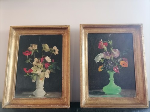 Paire tableaux nature morte - tableaux,