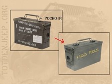 CAISSE METAL ETANCHE MUNITION OUTILLAGE 9X17.5X23CM A REPEINDRE + POCHOIR . jeep