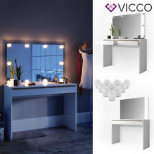 Vicco Table de maquillage Emma commode de coiffeuse miroir LED blanc sonoma