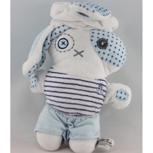 Doudou lapin blanc bleu - , marin