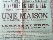 affiche vente maison Nieul-le-Dolent Vendée Sables d'Olonne Roche-sur-Yon 1906