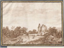 Château Au Bord Du Lac Suisse Tyrol Autriche Dessin Sepia 294018