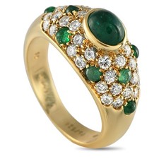 Cartier 18K Yellow Gold 1.0ct Diamond and Emerald Ring