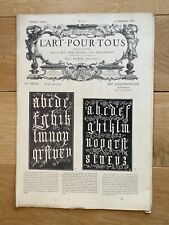 Calligraphie - Enluminures - Alphabet - 4 Planches "L'art pour tous" - 1861