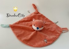 5185🌟Doudou GIPSY Renard Plat Mouchoir Orange Baguette Fée  Bleu Attache Tétine