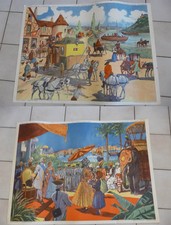 Affiche Scolaire vintage An 50's Rossignol école --> TRANSPORT 18ème  / INDE