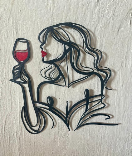 Femme vin rouge mural - vin, art