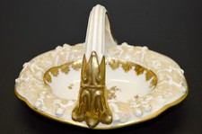 SUPERBE PANIER VIDE POCHE PORCELAINE CAPO DI MONTE CHERUBINS DORURE CAPODIMONTE