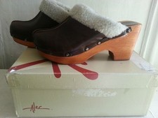 Alec Brown Leather Fur Wedged
