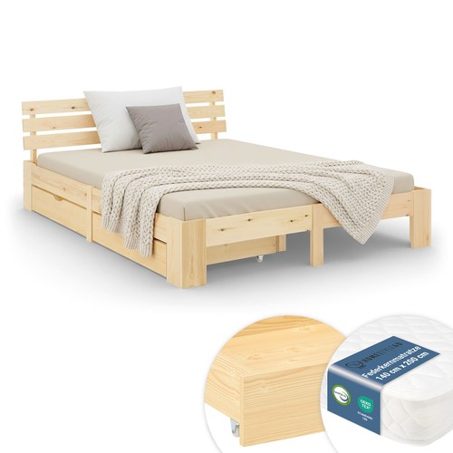 Cadre lit double 140x200 bois - cadre,
