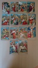 14 CARTES RELIGIEUSES SUR LA MORT DU CHRIST AVEC DU DORE