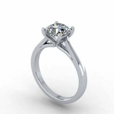 Bague de fiançailles Solitaire 2,00 ct coupe ronde Moissanite en or blanc 14 ...